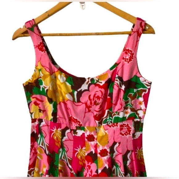 Talbots flrl slvlss empire wst  fit & flare lined cotton round nk drss SZ 6P - Picture 4 of 12